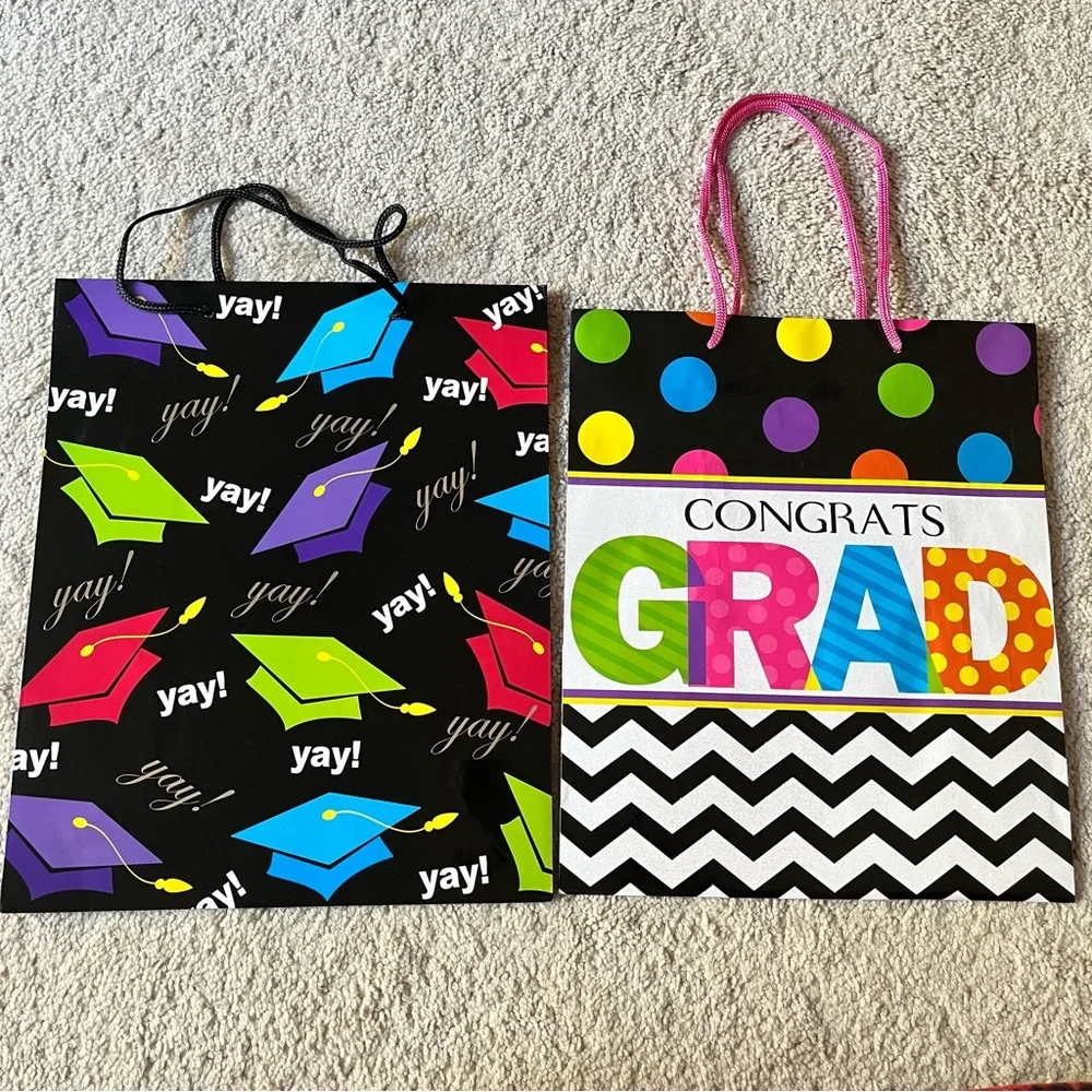 2 Graduation Themed Gift Bags - Bundled Lot